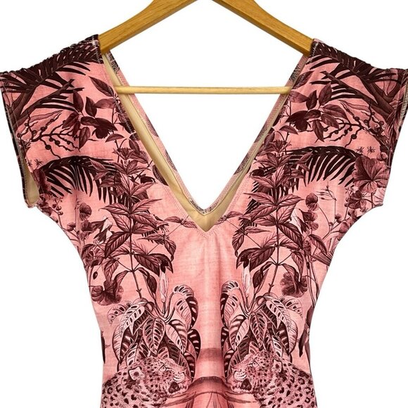 NWT Carolina K Liset One Piece Swimsuit Sepia Jungle Deep V Neck Back Size XS - Picture 2 of 10